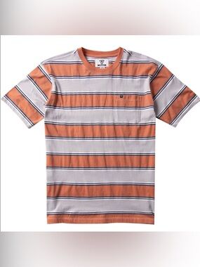Vissla Cannon Eco SS Pocket Tee Oxide Orange White Stripe Men’s L